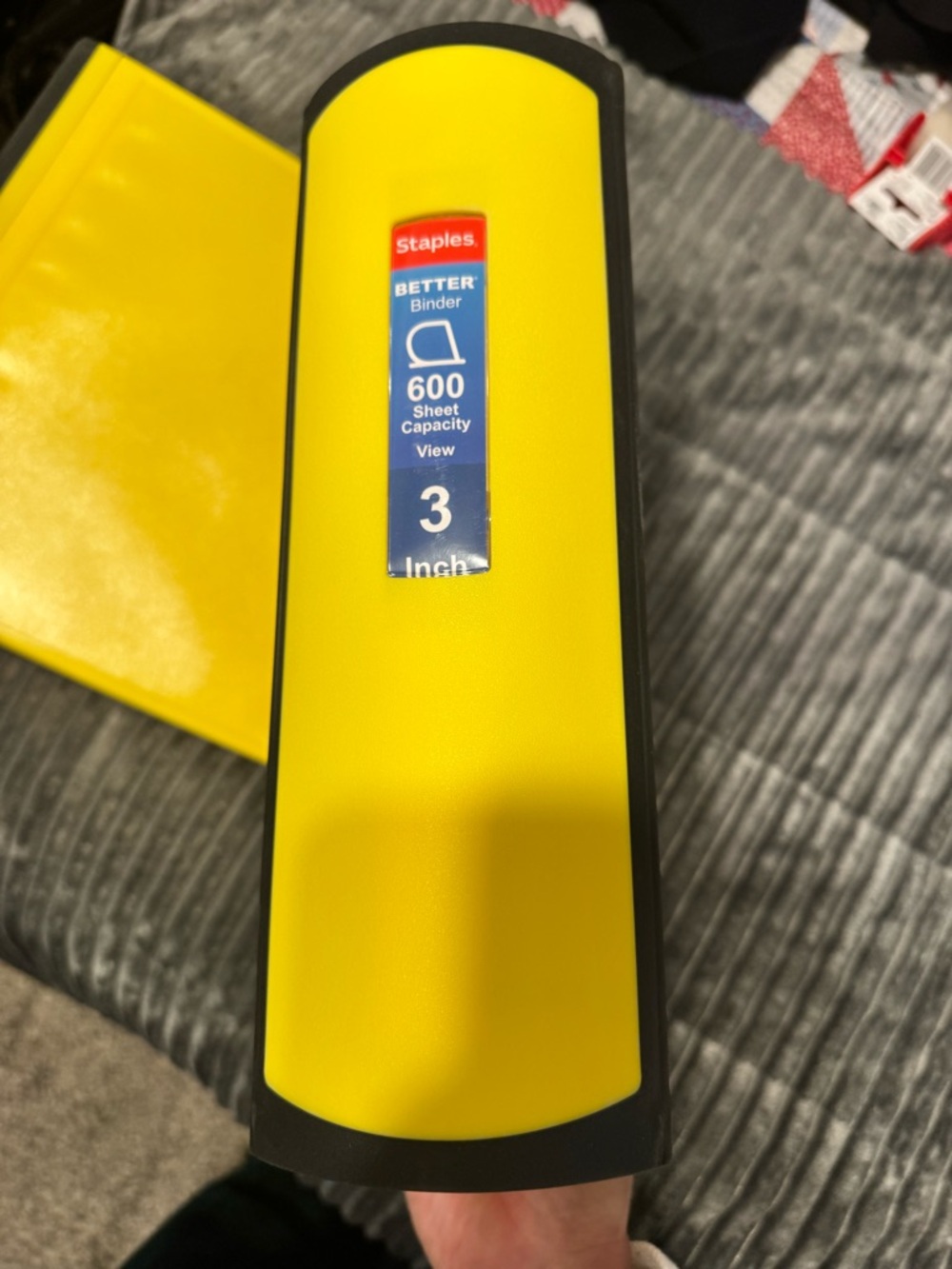 Two Staple Better Binder 3-Inch D-Ring Durable Home Office Binder - Yellow - Picture 2 of 4